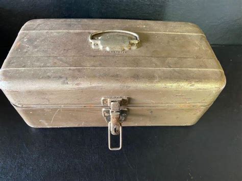 union metal tool box pat number 161360|VINTAGE Union Steel Metal FISH Tool Box Chest .